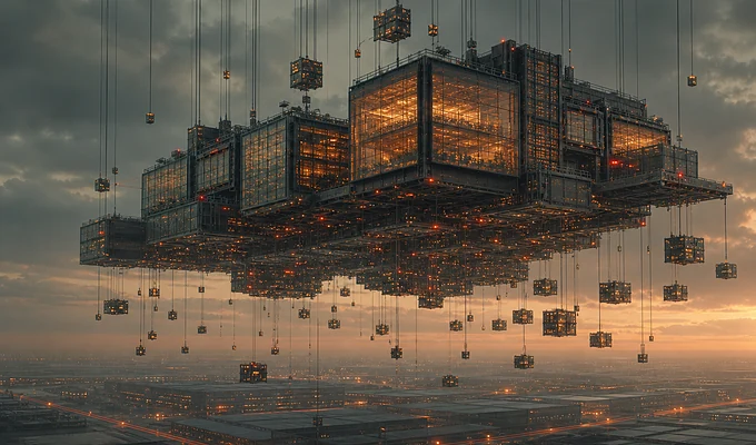 Architecture futuriste flottante pour la base vendeurs et concurrence marketplace