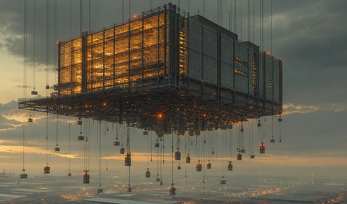 Architecture futuriste flottante pour le rafraîchissement autonome des offres marketplace