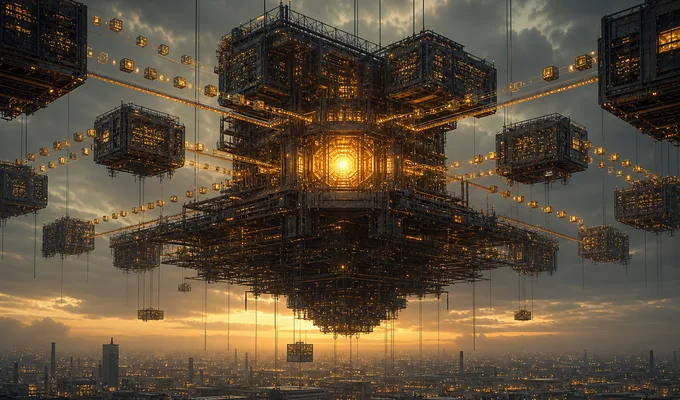Architecture suspendue représentant le hub Odoo et les flux API de 1UP Distribution