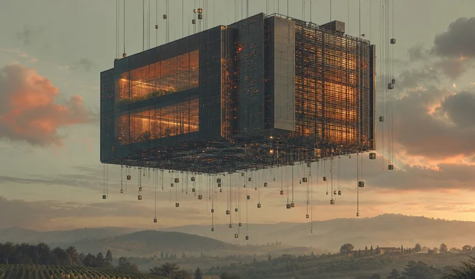 Architecture futuriste flottante pour le projet e-commerce du Domaine de Corps de Loup